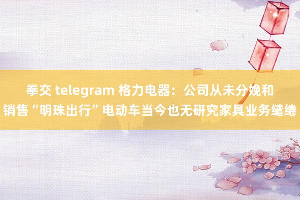 拳交 telegram 格力电器：公司从未分娩和销售“明珠出行”电动车当今也无研究家具业务缱绻