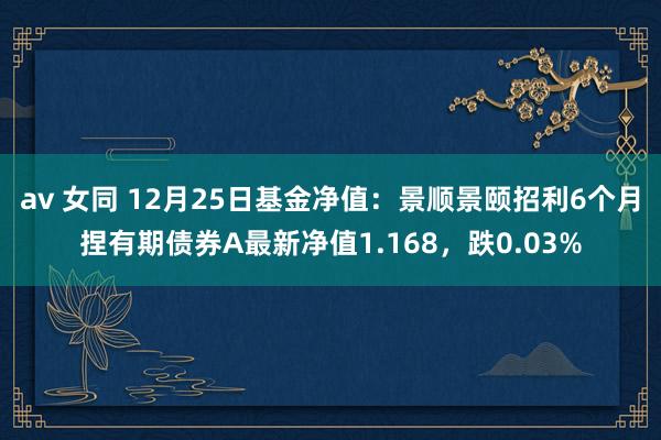 av 女同 12月25日基金净值：景顺景颐招利6个月捏有期债券A最新净值1.168，跌0.03%