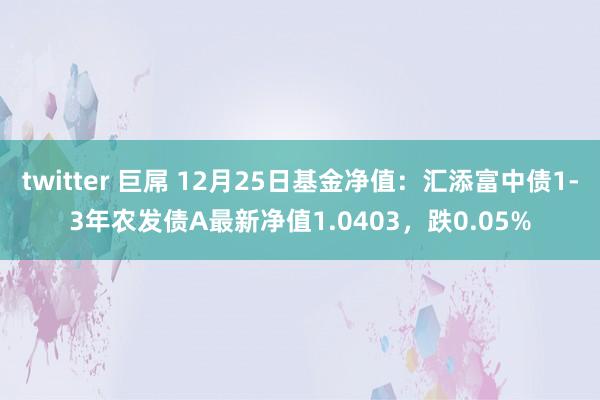 twitter 巨屌 12月25日基金净值：汇添富中债1-3年农发债A最新净值1.0403，跌0.05%