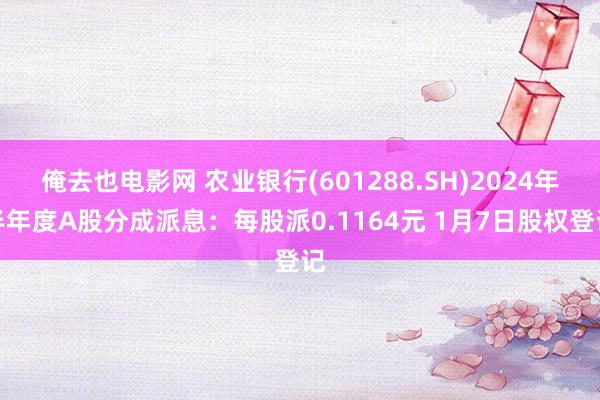 俺去也电影网 农业银行(601288.SH)2024年半年度A股分成派息：每股派0.1164元 1月7日股权登记