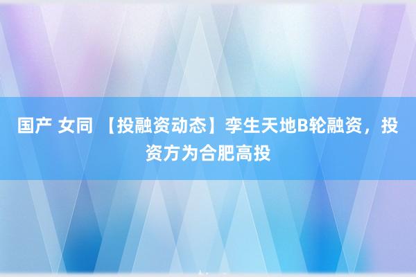 国产 女同 【投融资动态】孪生天地B轮融资，投资方为合肥高投