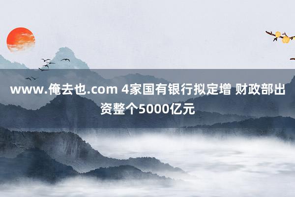 www.俺去也.com 4家国有银行拟定增 财政部出资整个5000亿元