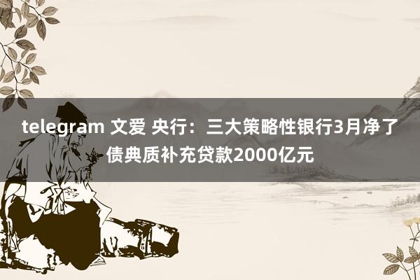 telegram 文爱 央行：三大策略性银行3月净了债典质补充贷款2000亿元